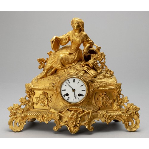 1183 - A BRASS MANTLE CLOCK, VINCENT ET CIE