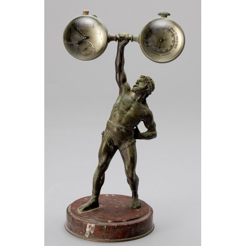 1184 - A BRONZE HERCULES FIGURAL CLOCK