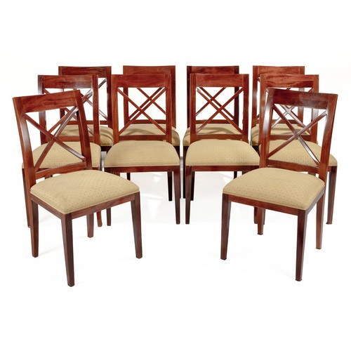 376 - A SET OF TEN MAHOGANY DINING CHAIRS, MODERN