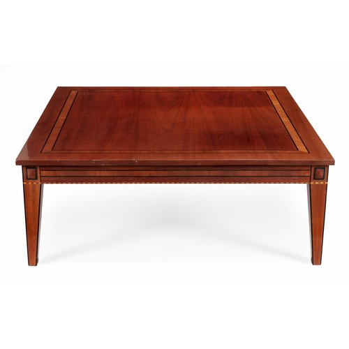 374 - A MAHOGANY AND INLAID COFFEE TABLE, MODERN