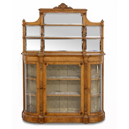 284 - A VICTORIAN MAPLE MIRROR-BACKED SIDE CABINET