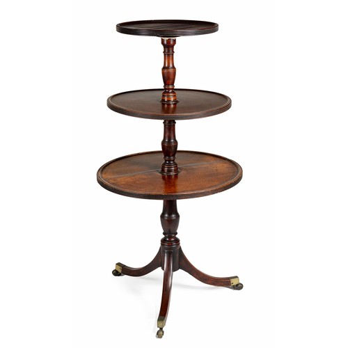 309 - AN EDWARDIAN MAHOGANY THREE-TIER CAKE STAND