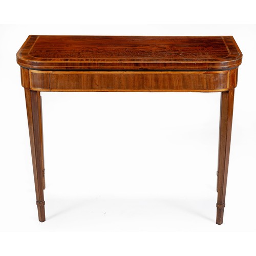 251 - A GEORGE III MAHOGANY AND INLAID GATE LEG CARD TABLE