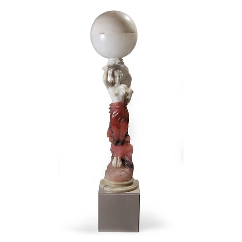 378 - AN ALABASTER AND MARBLE FIGURAL STANDARD LAMP