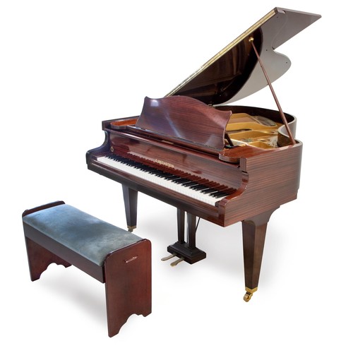 359 - A MAHOGANY CASED BECHSTEIN BABY GRAND PIANO AND STOOL