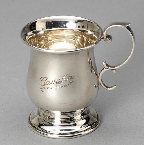 149 - AN ELIZABETH II SILVER CHRISTENING MUG, FRANCIS HOWARD LTD, SHEFFIELD, 1989