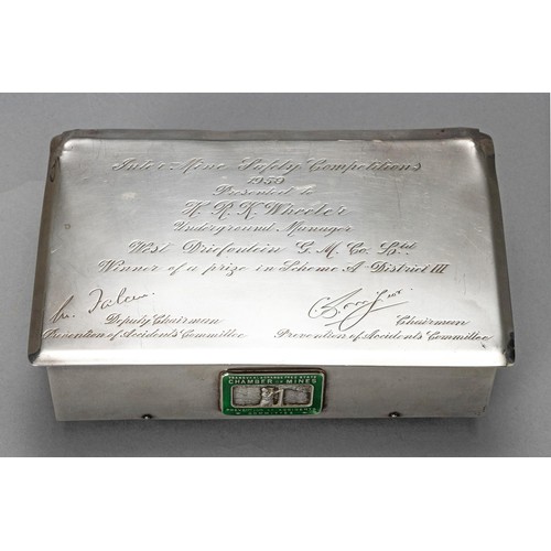 673 - A SOUTH AFRICAN SILVER CIGAR BOX, SOUTH AFRICAN MINT