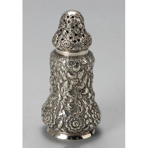 614 - A VICTORIAN SILVER SUGAR CASTER, HORACE WOODWARD AND CO, LONDON, 1889