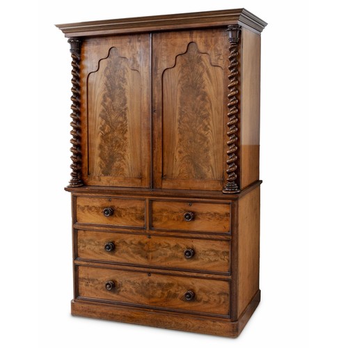 296 - A MAHOGANY LINEN PRESS, 19TH CENTURY