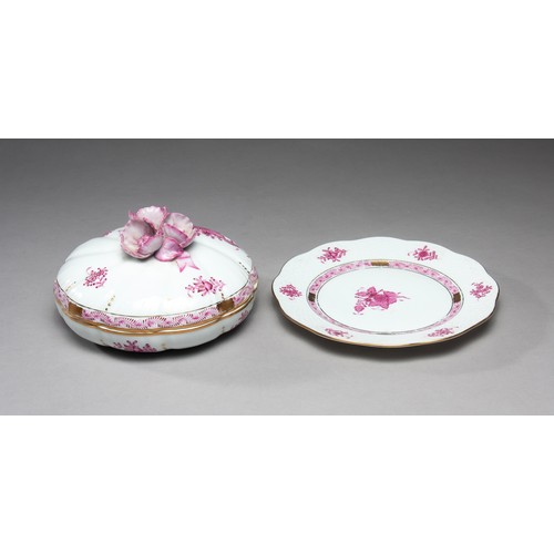 103 - A HERENDE SWEET MEAT DISH, COVER AND STAND