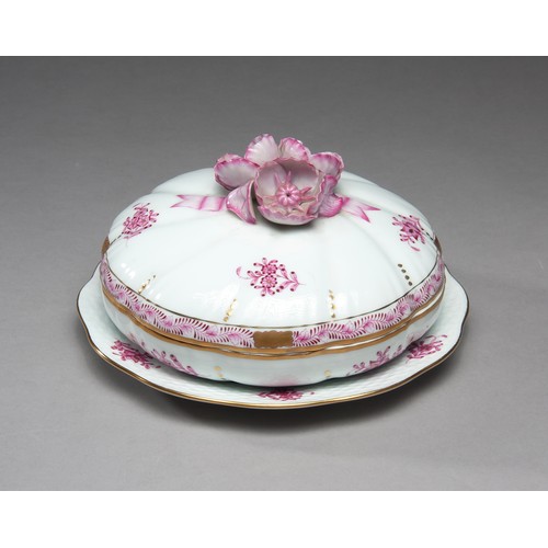 103 - A HERENDE SWEET MEAT DISH, COVER AND STAND