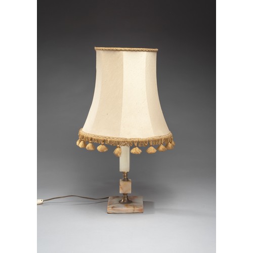 122 - AN ALABASTER TABLE LAMP