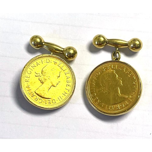 982 - A PAIR OF GOLD SOVEREIGN CUFFLNKS