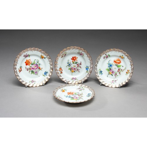 760 - A SET OF FOUR DRESDEN BON-BON PLATES