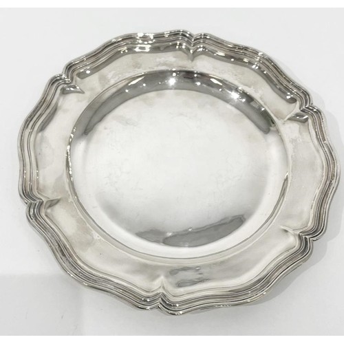 649 - A SILVER TRAY, IMPRESSED .800