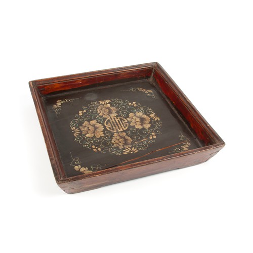 219 - TWO CHINESE SIMULATED ROSEWOOD TRAYS