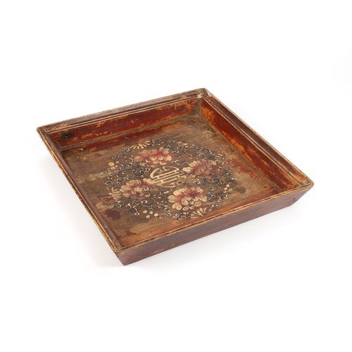 219 - TWO CHINESE SIMULATED ROSEWOOD TRAYS