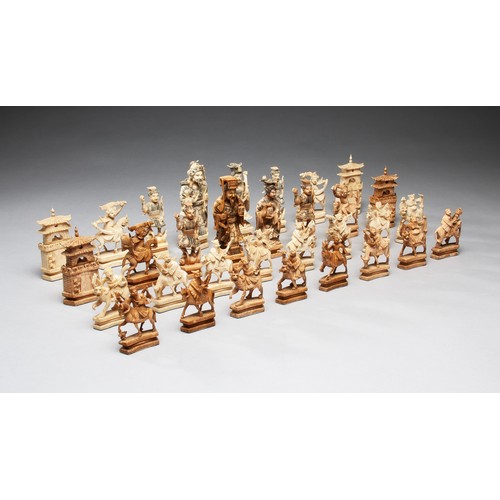 845 - A BONE CHESS SET