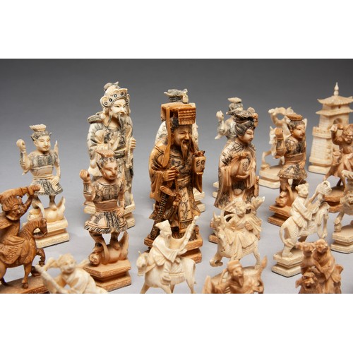 845 - A BONE CHESS SET