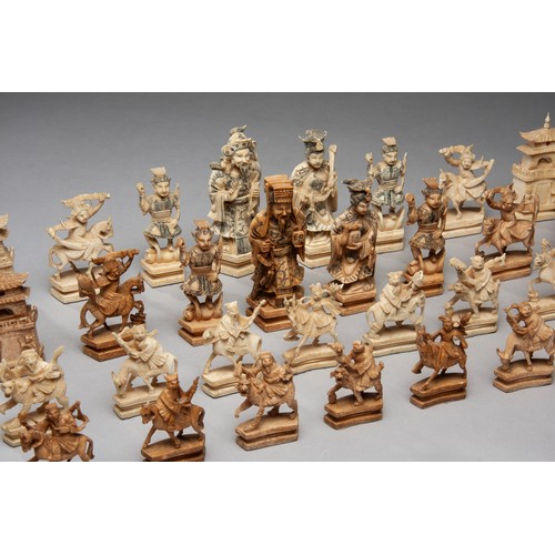 845 - A BONE CHESS SET