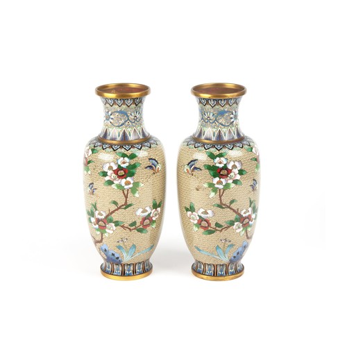 837 - A PAIR OF CLOISONNE-STYLE VASES