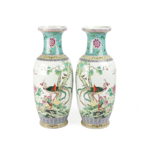 821 - A PAIR OF CHINESE FAMILLE ROSE VASES