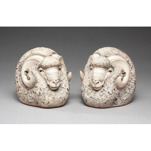 1219 - A PAIR OF JOHN BICCARD ROMULUS REMUS RAMSHEAD BOOKENDS