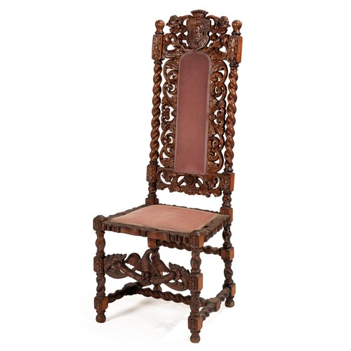 316 - A DUTCH WALNUT HIGH BACK CHAIR