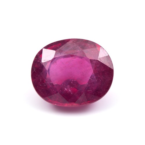 1077 - AN UNSET RUBY, 6.97 CARATS