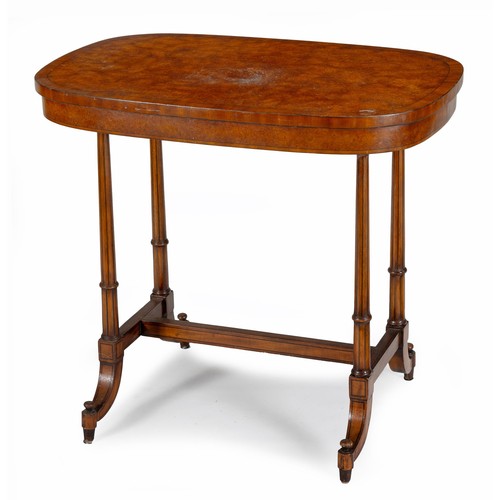 287 - A VICTORIAN-STYLE WALNUT AND MAPLE SIDE TABLE