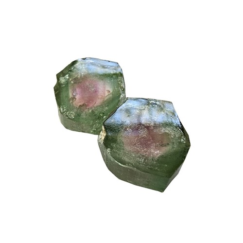 1093 - A PAIR OF SLICED GEMSTONES, POSSIBLY TOURMALINES, 9.81 CARATS