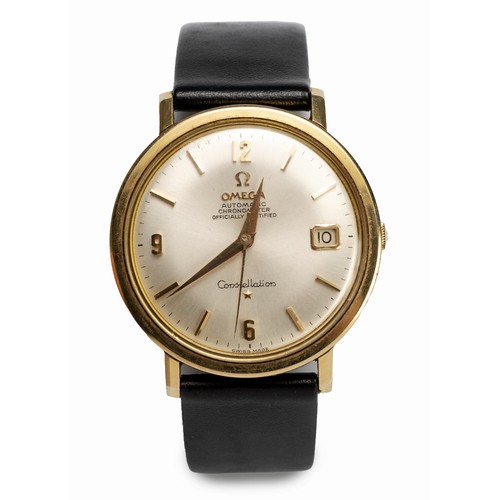 1129 - A GENTLEMAN'S GOLD WRISTWATCH, OMEGA CONSTELLATION, CIRCA 1960