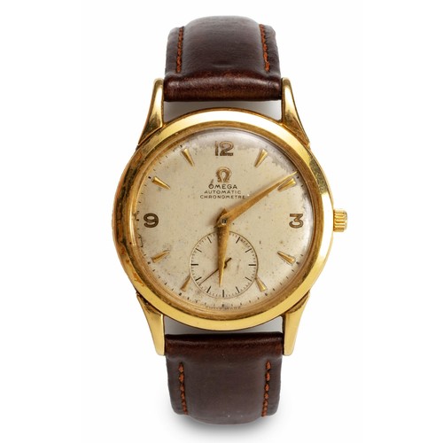 1130 - A GENTLEMAN'S GOLD WATCH, OMEGA AUTOMATIC CHRONOMETRE, CAL.30T2