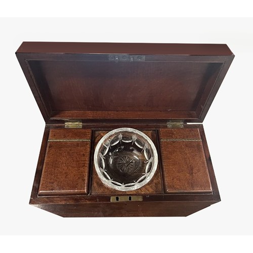 254 - A GEORGE III MAHOGANY TEA CADDY