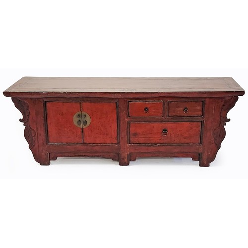 337 - A CHINESE RED LACQUERED COFFER