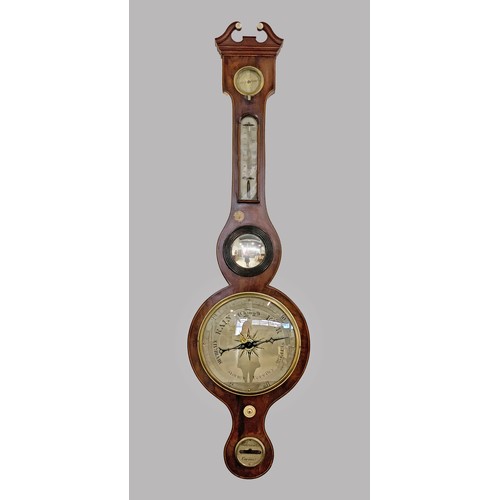 1188 - A MAHOGANY BANJO BAROMETER, 19TH CENTURY