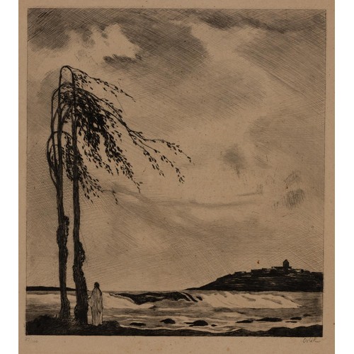 457 - Emil Orlik (Czech 1870 - 1932) TREE IN WIND