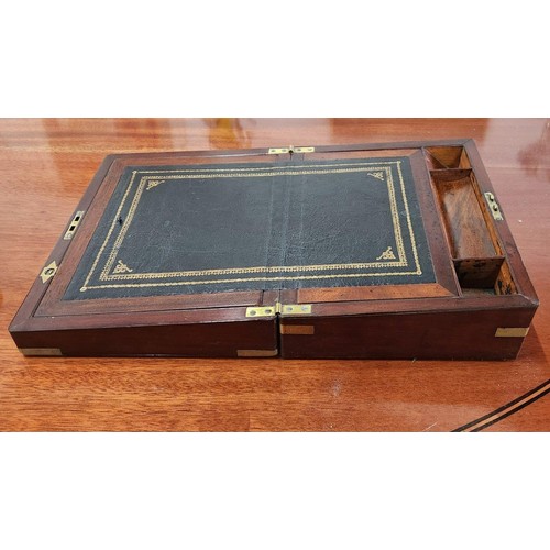 286 - A VICTORIAN MAHOGANY AND BRASS BOUND WRITING SLOPE