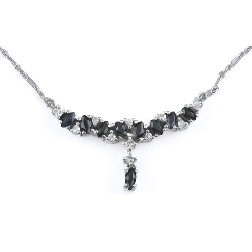 113 - A SAPPHIRE AND DIAMOND NECKLACE