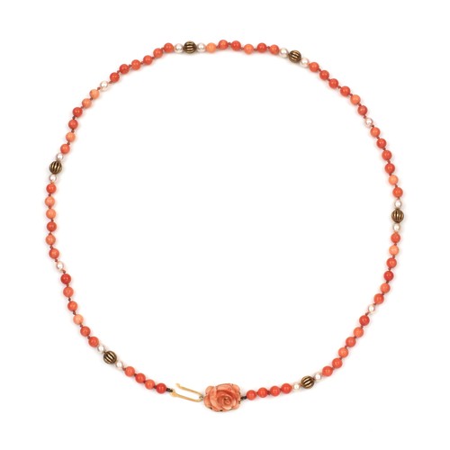 88 - A CORAL AND PEARL NECKLACE