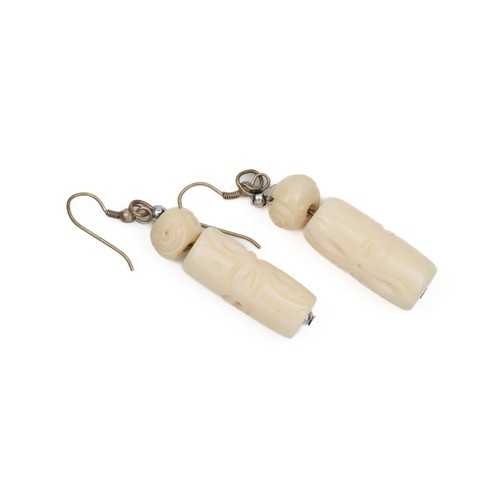 182 - A PAIR OF BONE DROP EARRINGS