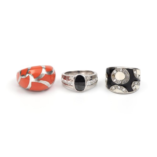 162 - A TRIO OF SILVER DRESS RINGS