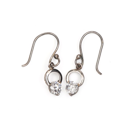 176 - A PAIR OF SILVER SWAROVSKI STYLE DROP EARRINGS