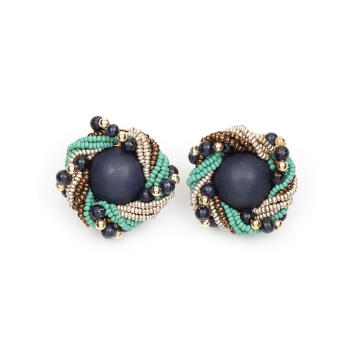 180 - A PAIR OF BEADED EARRINGS, CIRCA 1970