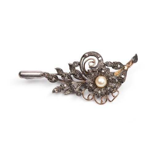 74 - A PEARL AND DIAMOND BROOCH