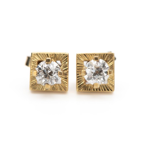 165 - A PAIR OF DIAMOND EARRINGS, 0.40 CARATS