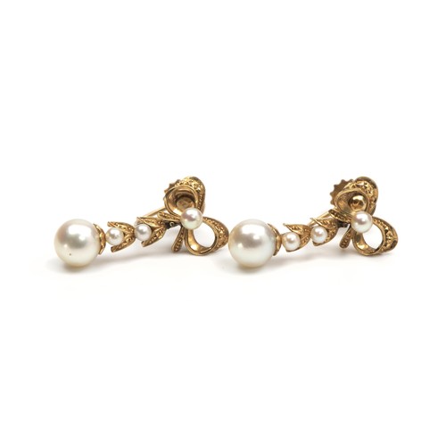 179 - A PAIR OF PEARL DROP EARRINGS, LONDON, POSSIBLY VICTORIAN