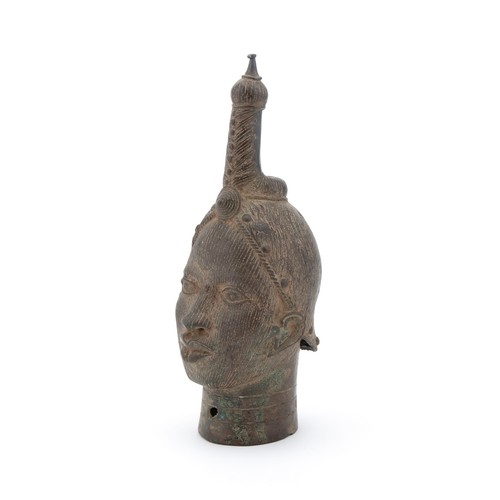 31 - A REPLICA BENIN BRONZE CAST HEAD OF A WOMAN