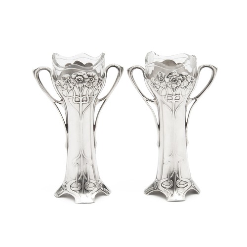 851 - A PAIR OF ART NOUVEAU ELECTROPLATE SALT CELLARS