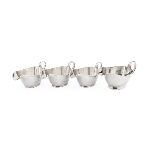 856 - A SET OF FOUR ELECTROPLATE SAUCE BOATS, ELKINGTON AND CO, LONDON, 20TH CENTURY